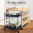 thumbnail image 6 of Favory Rolling Bar Cart, Mobile Home Bar Serving Cart, Serving Station w/ 2 Tier Shelves, Wine Rack, Lockable Wheels - Navy, 6 of 10