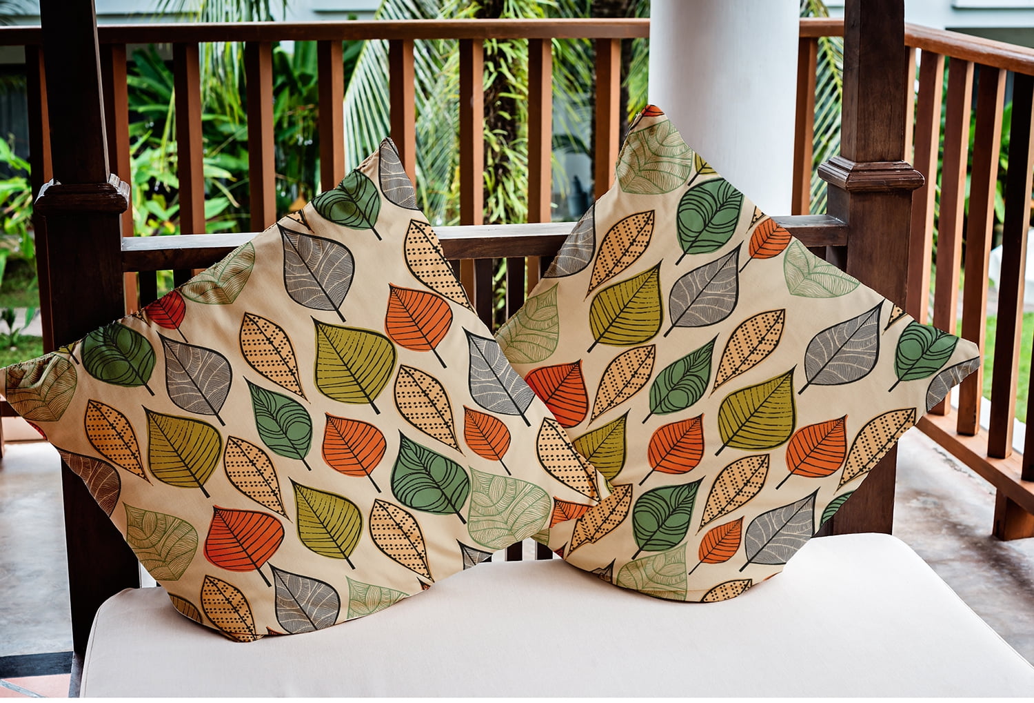 16" x 16" Simply Daisy Autumn Leaves Fall Polyester Indoor/Outdoor Pillow, Muted Gold Qty 1