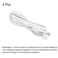 thumbnail image 3 of Uxcell Phone Extension Cord Telephone Cable Phone Line Cord RJ11 6P4C Plugs, Male to Male for Phone and Fax 2pcs White 9.84 ft, 3 of 5