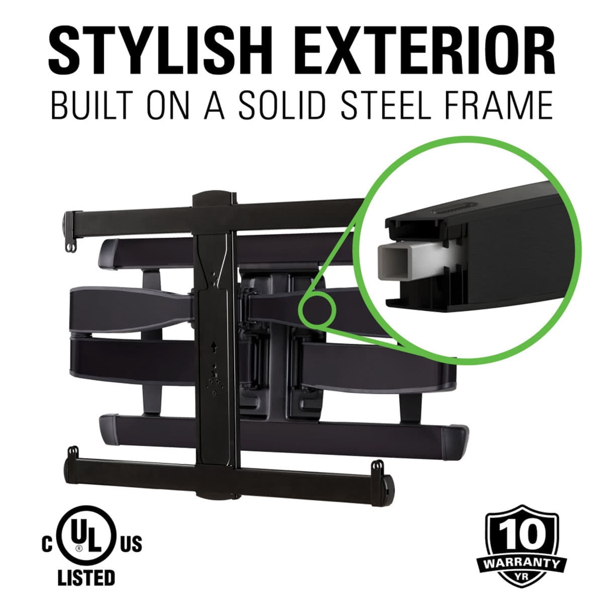 SANUS Advanced Universal Full-Motion Premium TV Wall Mount for 46 to 95 Flat Screen TVs - Features 8 Of Tilt & 55 Of Swivel, Ideal For Extra Large TVs - UL Listed & Safety Tested - VXF730-B2