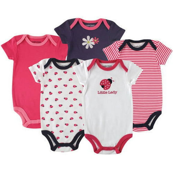 Luvable Friends Baby Girl Bodysuits 5-pack