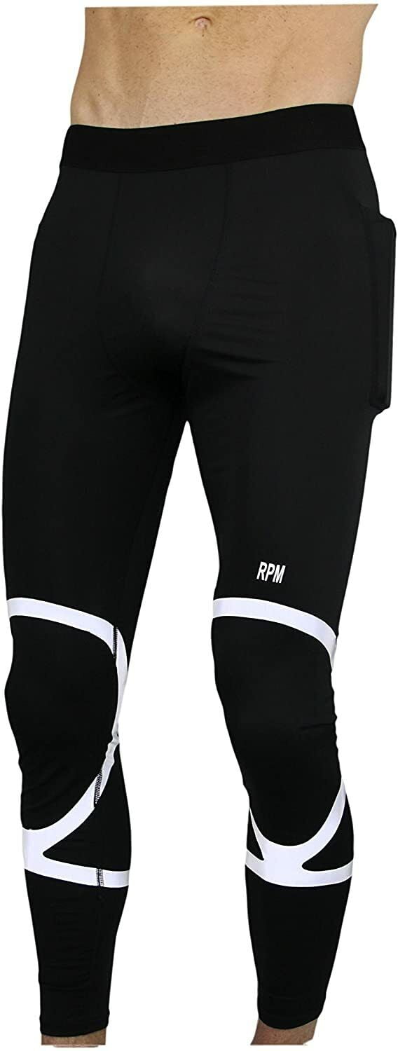 THE II BRO Men's Reflective Compression Running Pants with Pockets