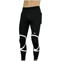 THE II BRO Men's Reflective Compression Running Pants with Pockets (Medium)