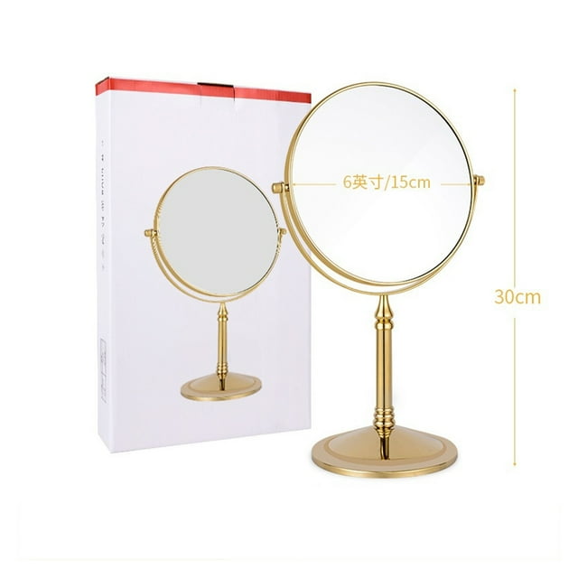 Personal Makeup Mirror Vanity Mirror With Lights Desktop Vanity Mirror Stainless Steel Rotating Double-sided Mirror Retro Bathroom Mirror Handheld Beauty Mirror ,Widely Use