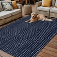 thumbnail image 2 of Fsddascl Navy Blue Striped Outdoor Rug for Patio/Deck/Porch, Non-Slip Large Area Rug 4 x 6 Ft, Modern Moire Farmhouse Stripe Indoor Outdoor Rugs Washable Area Rugs, Reversible Camping Rug Carpet, 2 of 5