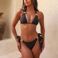 thumbnail image 2 of Herrnalise Women String Bathing Suit Two Piece Lace Up Sexy Bikini Split Beach with Chest Pad Swimsuit Black, 2 of 4