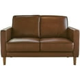 thumbnail image 3 of Pemberly Row 55" Contemporary Top-Grain Leather Loveseat in Chestnut, 3 of 5