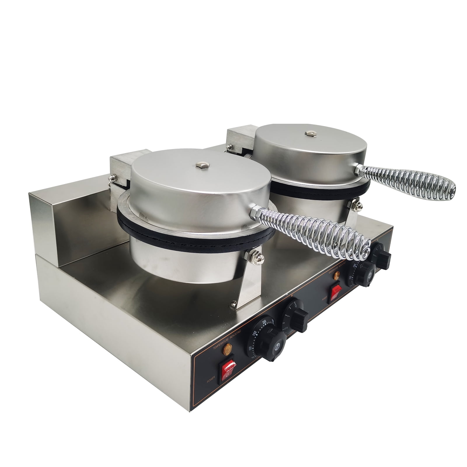 INTBUYING Commercial Ice Cream Cone Maker Machine Electric Double Station Baker Stainless Steel