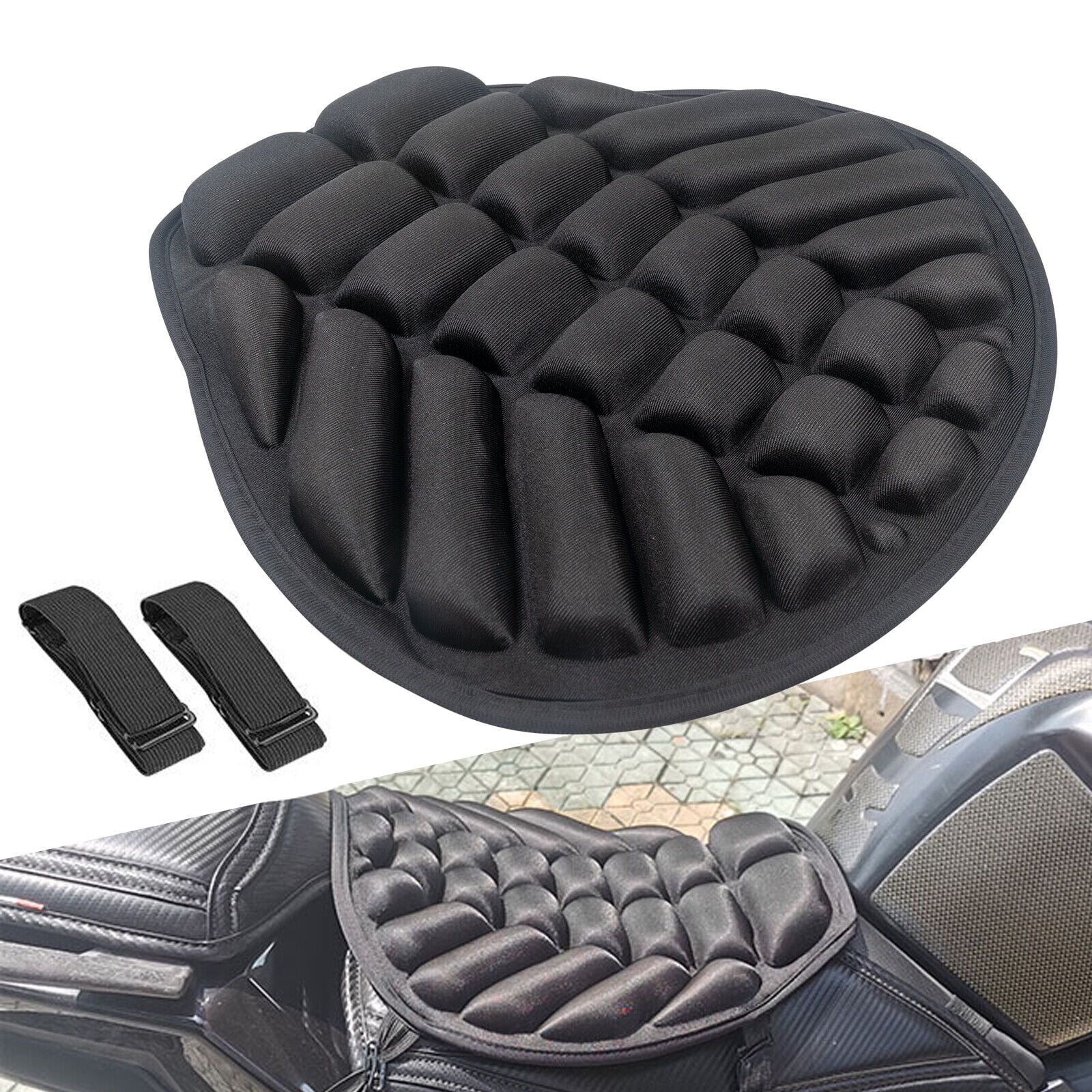15x14.2in Motorcycle XL Large 3D Comfort Seat Cushion TPU Soft Air Pad With  Pump