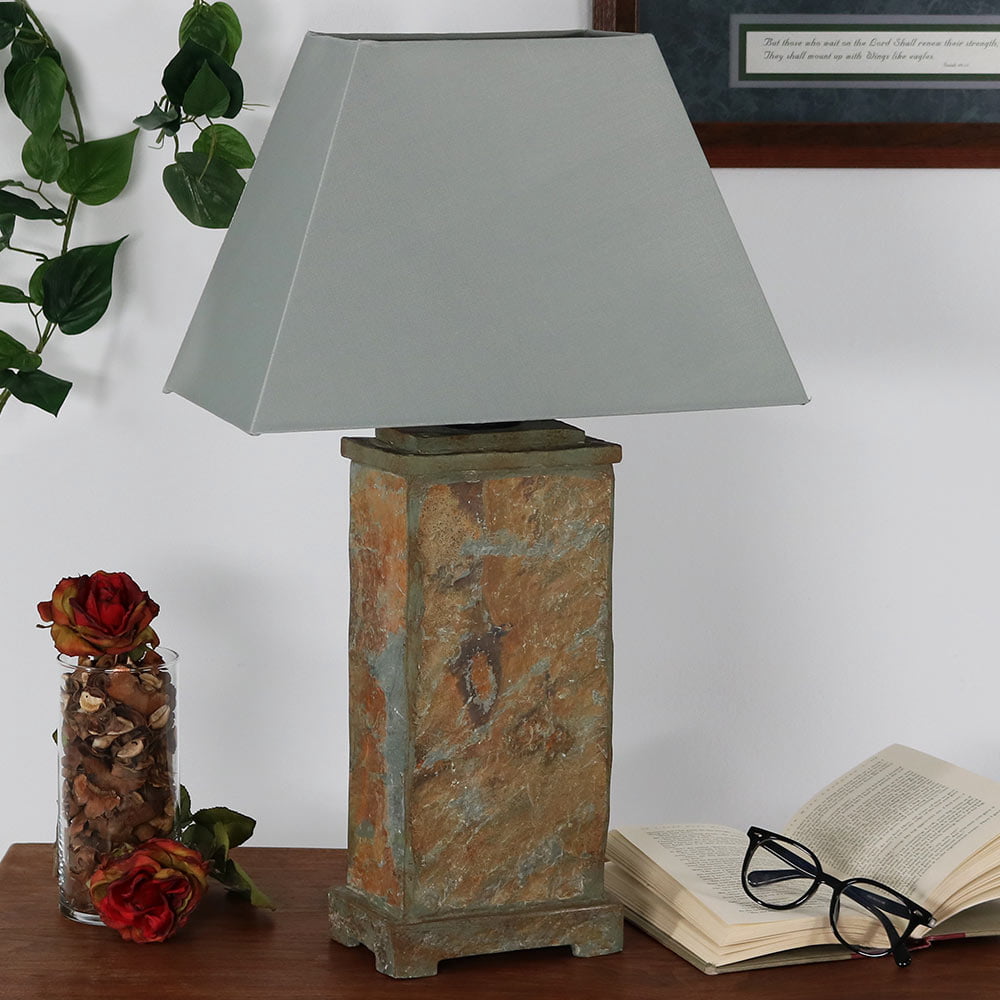 Sunnydaze Indoor/Outdoor Table Lamp - Weather Resistant Natural Slate