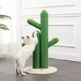 thumbnail image 5 of THE LICKER STORE Socorro 34.25" Modern Jute Double-Cactus Cat Scratching Post with Flower Toys, Green/White, CTR1005A, 5 of 9