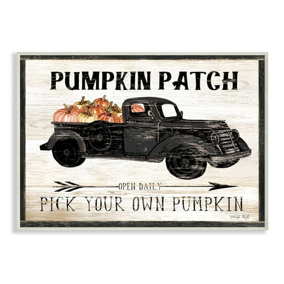 Stupell Industries Pumpkin Patch Farm Sign Fall Harvest Picking Paintings Unframed Art Print Wall Art, 13x19, by Cindy Jacobs