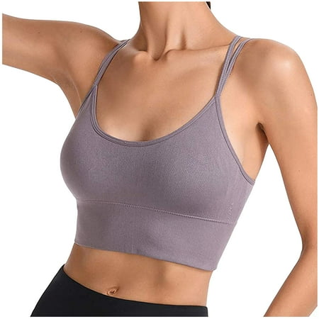 

Qcmgmg Sexy Sports Wireless Bra for Women Strappy Comfort Bras Women s Lightly Yoga Workout Bralette