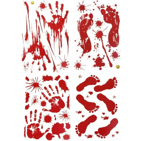 YuBoBo 60 PCS Halloween Decoration Removable Horror Bloody Handprints Footprints Decals Stickers, Halloween Vampire Zombie Party DÃ©cor Supplies