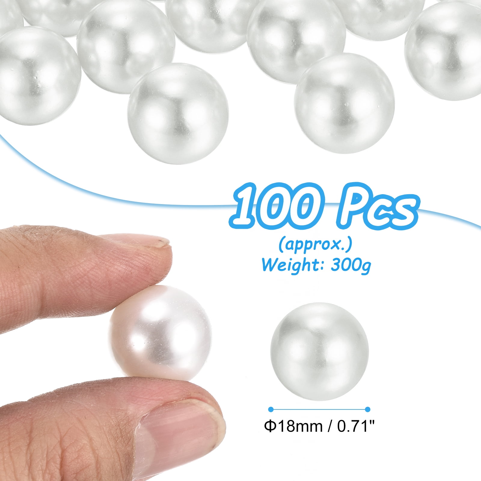 Uxcell 100pcs 18mm White Pearl Beads ABS Faux Pearls Vase Fillers 300g Ornament Filler for Crafts