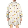 thumbnail image 2 of Yellow Brown Mushroom Small Flower White Pattern Wearable Oversized Blanket,Wearable Blanket Hoodie for Adults,Cozy Hooded Blankets with Super Pockets,Super Warm Fuzzy Pullover for Women & Men, 2 of 6