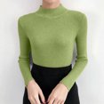 thumbnail image 6 of Otvok Women Mock Neck Ribbed Sweater, Long Sleeve Slim Fit Pullover, Solid Stretchy Layering Top for Fall Winter Daily Outfits, 6 of 7