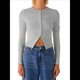 thumbnail image 2 of Blusas de Larga para Mujer, Cárdigan Ligero de Otoño, Camisetas para Salir, Blusas Acanaladas con Botones, Lindas y A Gris M, 2 of 10