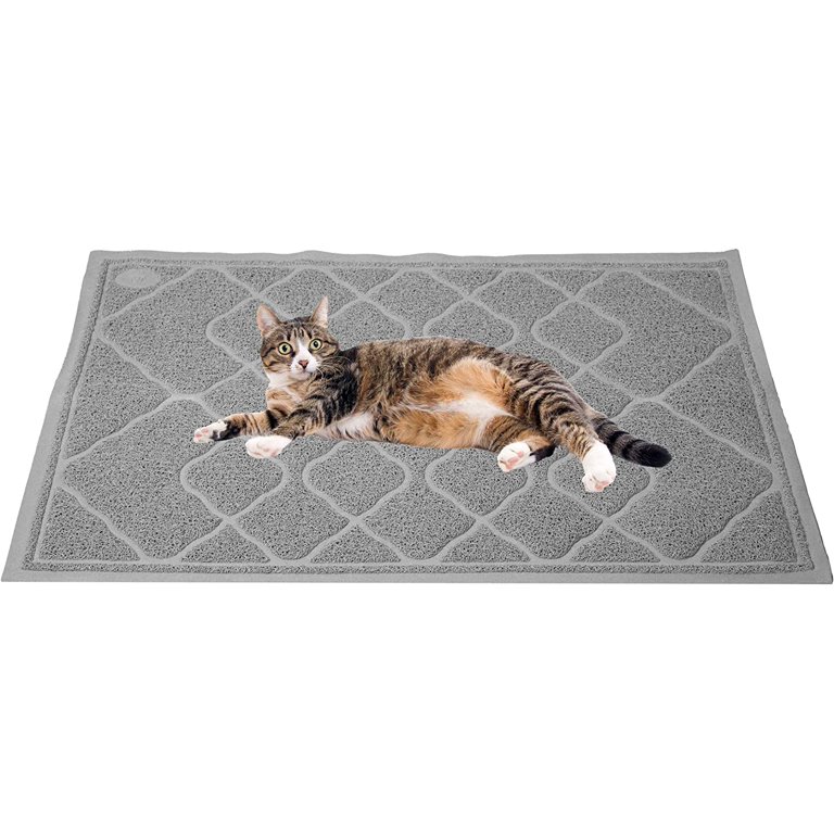 Mind Reader Kitty Litter Mat, Stops Litter Tracking, Litter Trapping Mat,  Waterproof, Easy Clean, Semi Corner, Grey 