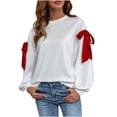 thumbnail image 1 of Plebaso Sweatshirts pour Femmes Nœud Papillon Manches Longues Sweatshirts Décontractés Mode Col Rond Pull Tops, 1 of 7