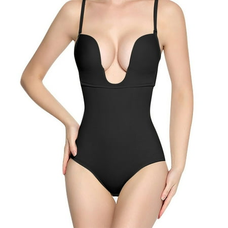 Manxivoo Shapewear for Women Tummy Control Shapewear for Women Invishaper Halft Backbody Shaper Bra Plus Size Backless Built in Bra Tummy Control Shapewear Shapewear Black