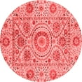thumbnail image 1 of Ahgly Company Indoor Round Abstract Red Modern Area Rugs, 4' Round, 1 of 4