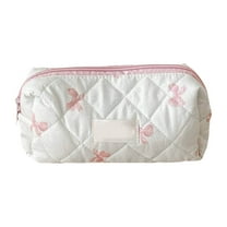 Quilted Travel Cosmetic Bag - Cute Floral Makeup Pouch Large Toiletry Bag for Women and Girls