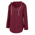 thumbnail image 2 of Women's Long Sleeve T-shirt Women'S Cotton Linen Long Sleeved Hooded T Shirt Beach Long Sleeved V Neck Large Pocket Shirt Top, Women's Long sleeve T-shirt XXL, 2 of 8