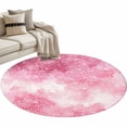 thumbnail image 2 of Round Area Rug 4 Ft, Valentine's Day Washable Non-Slip Circle Carpet for Living Room/Bedroom, Watercolor Roses Floral Ombre Romantic Low-Profile Crawling Mats Collection Rugs for Indoor, 2 of 7