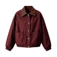thumbnail image 3 of Women’s Lapel Button Jacket, Lightweight Long Sleeve Loose Jackets, Fall Elastic Hem Casual Outerwear with Pockets, 3 of 6