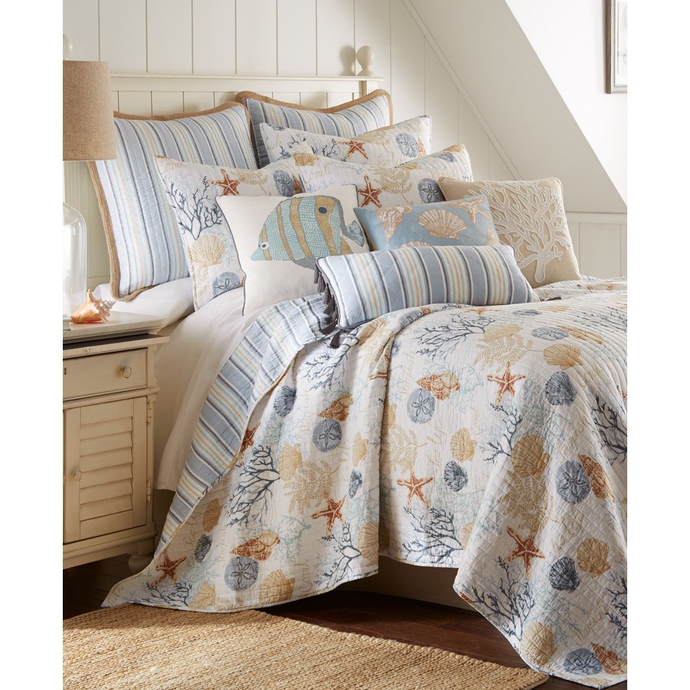 Levtex Home Coral Sealife Quilt Set Twin Quilt + One Standard