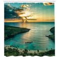 thumbnail image 2 of Hawaiian Decorations Sunrise Over Hanauma Bay On Oahu, Hawaii Sunbeams Through Dark Clouds Shoreline, Bathroom Accessories, 69W X 84L Inches Extra Long, By Ambesonne, 2 of 2
