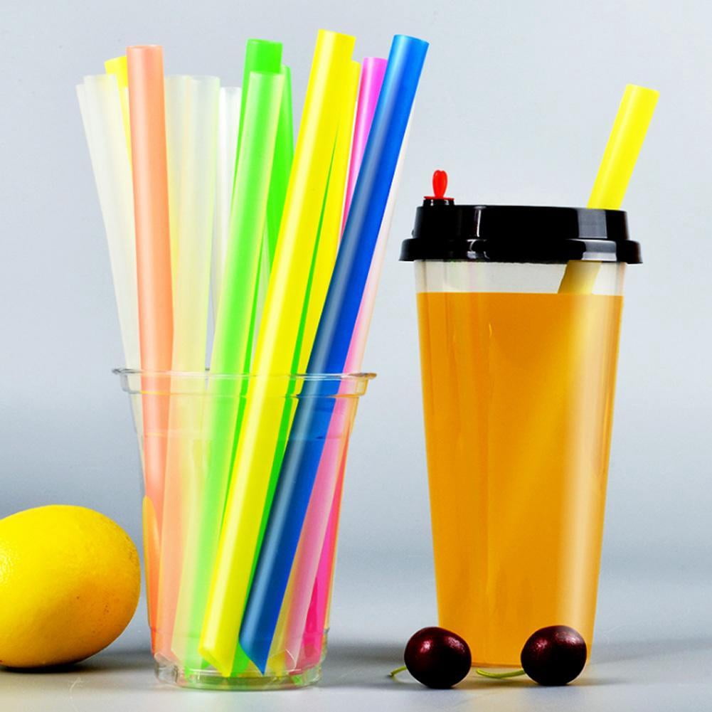 100 Pcs Disposable Smoothie Straws, 8 Inch Colorful Plastic Fat Straws for Tea Milkshake, Assorted Colors for Party Supplies, Individually Wrapped