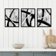 thumbnail image 3 of PixonSign Framed Canvas Print Wall Art Set - Black Gray White Geometric Paint Strokes Art - Set of 3 Abstract Shapes Illustrations Wall Décor for Living Room, Bedroom - 12"x16"x3 Panels Black, 3 of 5