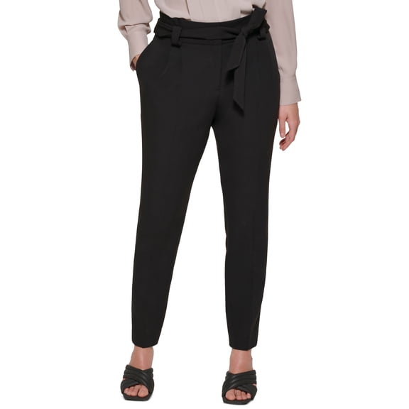 Calvin Klein Womens Tie Waist Pants Black 16