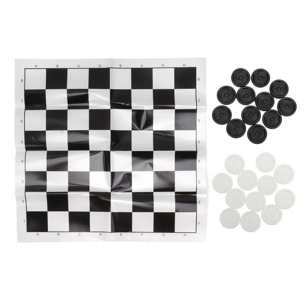 Juego de damas apilables con piezas de plástico blanco y negro, juego de mesa con caja transparente para niños de 3 años o más.