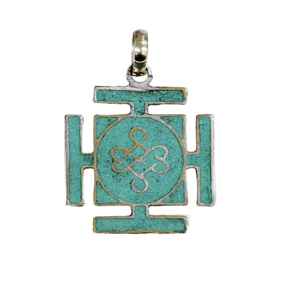 Tibetan Silver Handmade Infinity Knot Pendant Necklace – Bohemian Jewelry with Turquoise Design for Men & Women