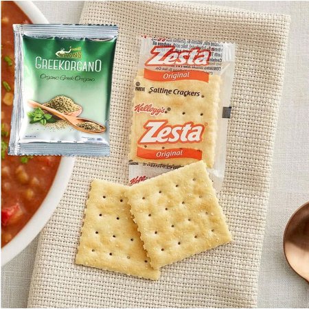 Zesta Saltine Crackers - Two Crackers Per Pouch - Pack of 100+ GREOREGANO Organic Oregano 2g