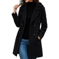 thumbnail image 3 of Arxian Women's Premium Wool Blend Double Breasted Mid Long Pea Coat Casual Hooded Long Sleeved Button Down Jacket With Lining and Pockets Pea Coat With Shoulder Pads, 3 of 9
