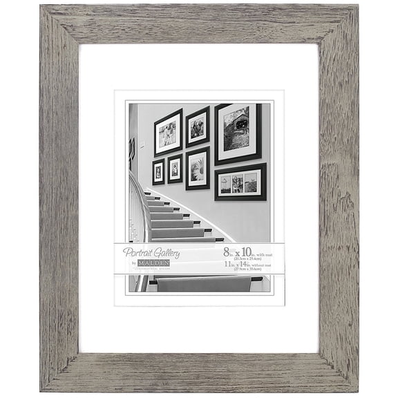 Malden - Family Photo Picture Frame, Manhattan Style Gray Wash Finish, Fits 8x10 with Mat or 11x14 Without Mat