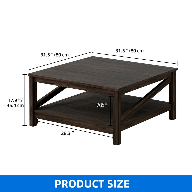 Dextrus Rustic Modern Square Coffee Table with 2-Tier Dextrus Rustic Modern Square Coffee Table with 2-Tier