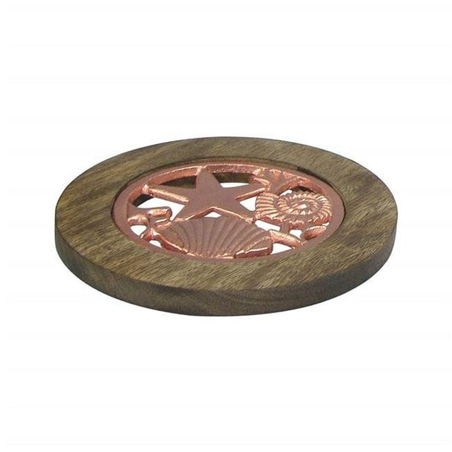 Wooden Trivet with Burnt Wood & Copper