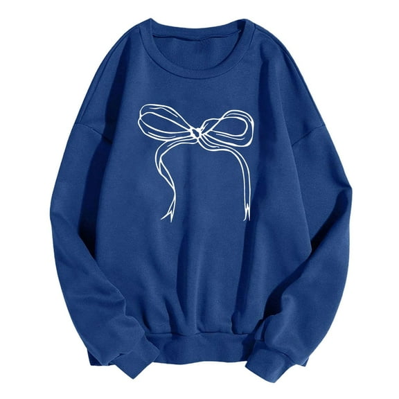 Zpanxa Women's Graphic Print Crewneck Sweatshirt, Long Sleeve Loose Fit Pullover Top for a Casual Streetwear Fashion Style Blue A XXL