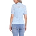 thumbnail image 3 of INSPIRE CHIC Floral Lace Top for Women's Mock Neck Puff Short Sleeve Elegant Lace Blouse Tops XL Light Blue, 3 of 6