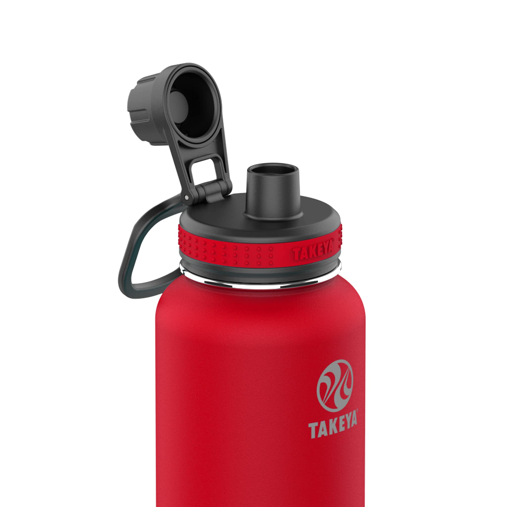 Takeya Originals 32 oz Vacuum Insulated Stainless Steel Water Bottle with Straw Lid, Fire
