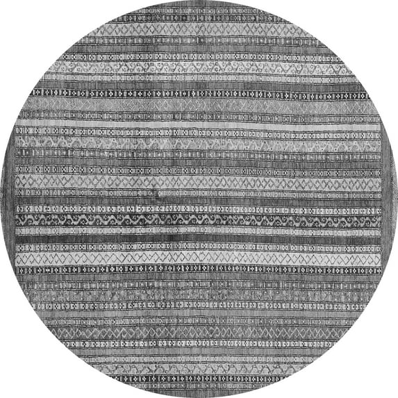 Ahgly Company Indoor Round Abstract Gray Modern Area Rugs, 3' Round