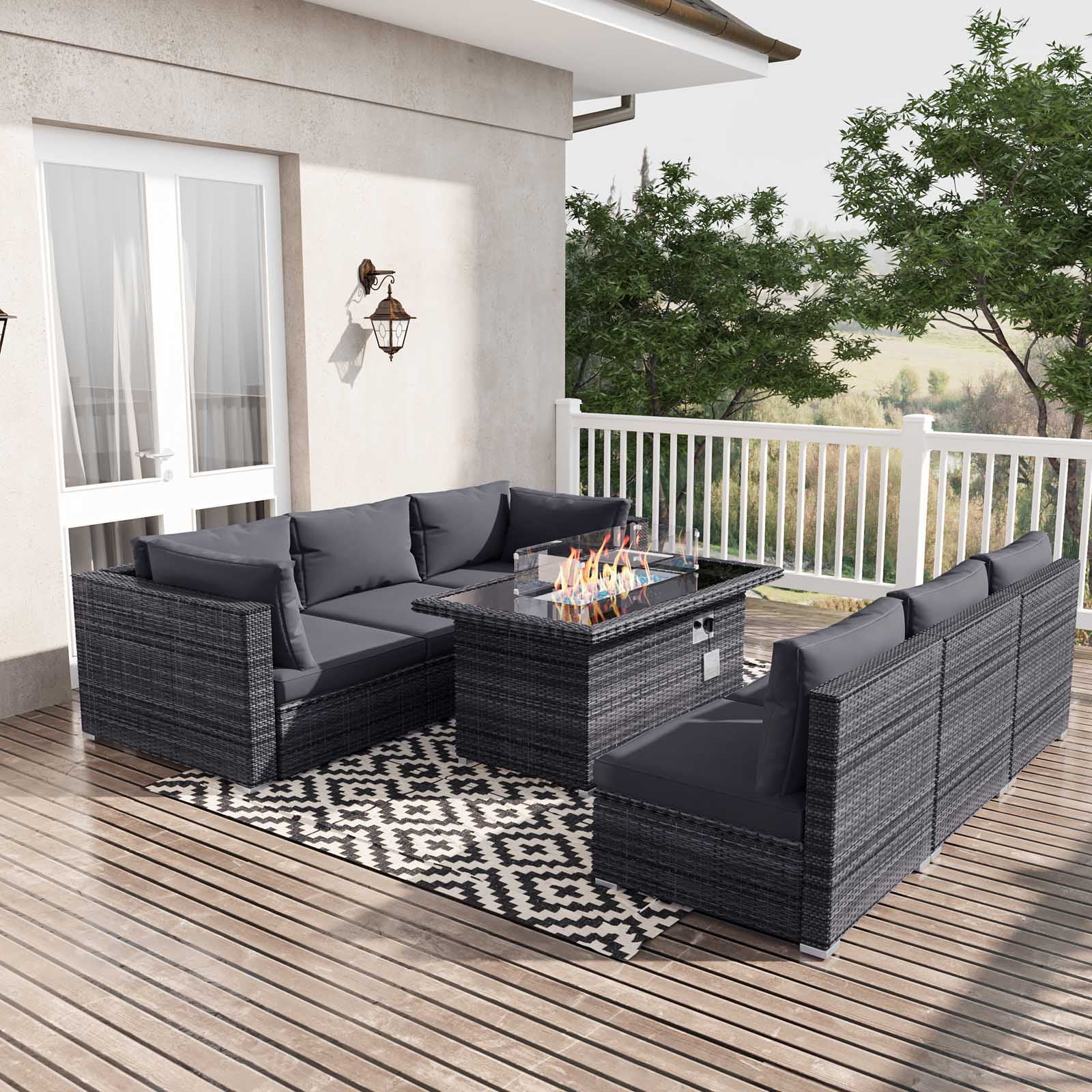 NICESOUL 7 Pcs High Back Large Size Wicker Outdoor Patio Conversation