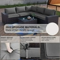thumbnail image 5 of Gotland Outdoor Patio Furniture Sectional Conversation Set 12Pcs Rattan Wicker 10 Cushion Table Grey, 5 of 7