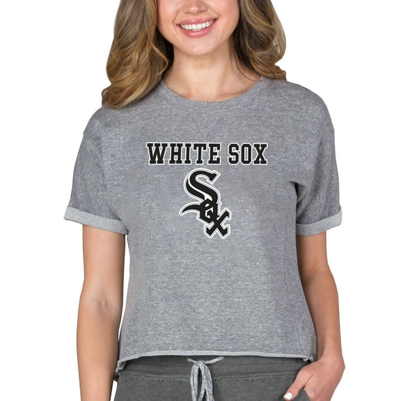 Women's Concepts Sport Gray Chicago White Sox Tri-Blend Mainstream Terry Short Sleeve Sweatshirt Top