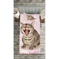 thumbnail image 3 of Ambesonne Cat Quilted Bedspread Set 2 Pcs, Funny Kitten Greeting Song, Twin Size, Pale Pink Brown, 3 of 3